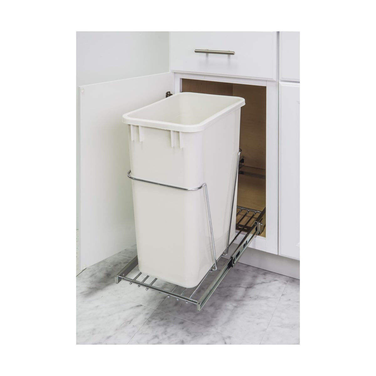 Cans & Doorkits 1-35 Quart Double White Pullout Waste Container System 