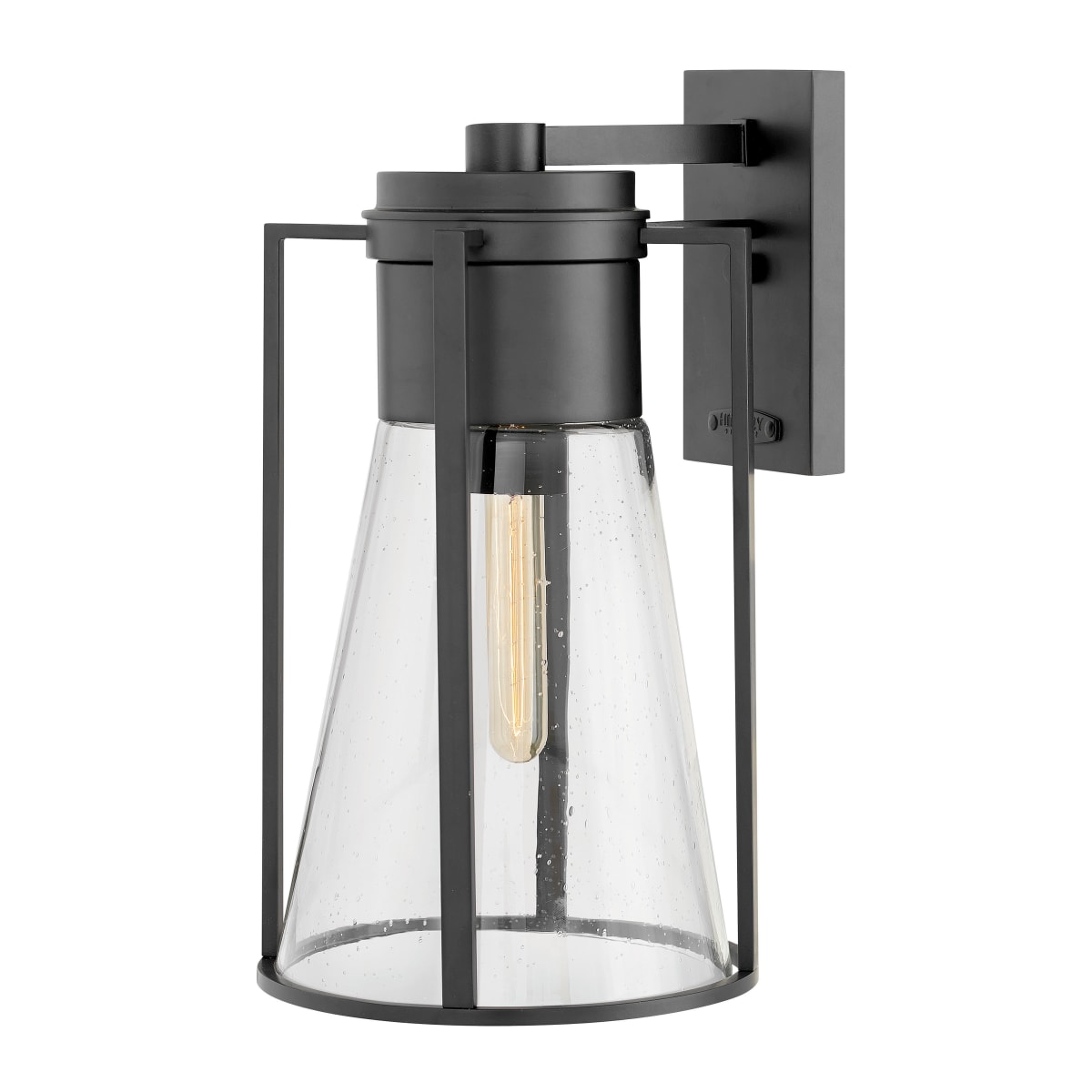 Hinkley Lighting 2825bk Black 1 Light 16 3 4 Tall Outdoor Wall Sconce With Clear Seedy Glass From The Refinery Collection Lightingshowplace Com