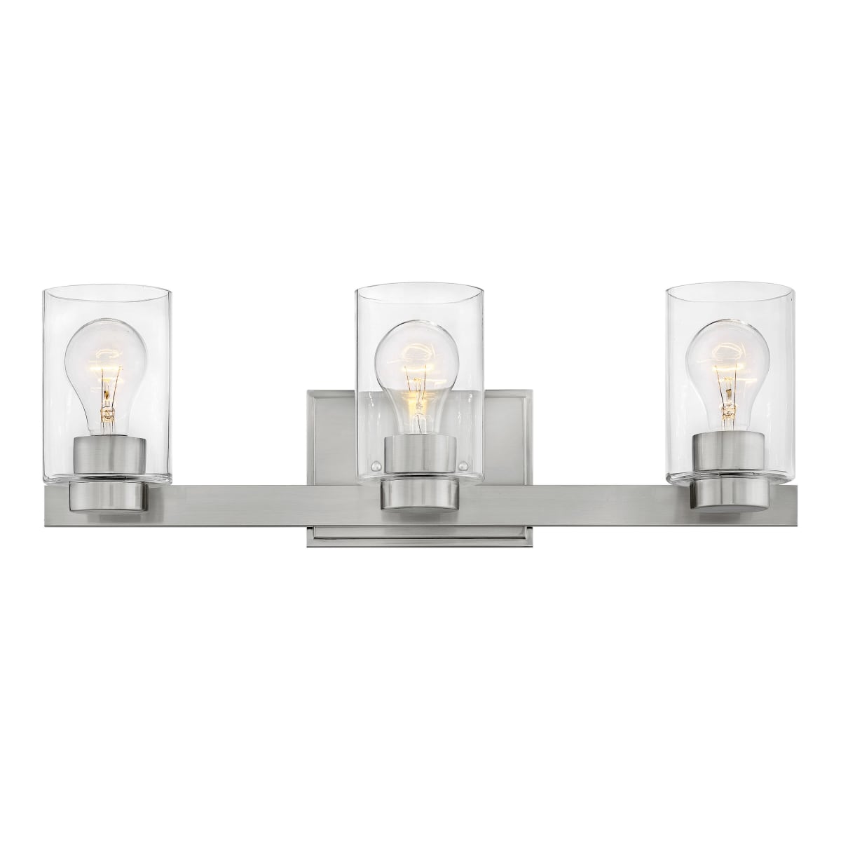Hinkley Lighting 5053bn Cl Brushed Nickel Miley 3 Light 22 Wide Bathroom Vanity Light With Clear Glass Shades Lightingshowplace Com