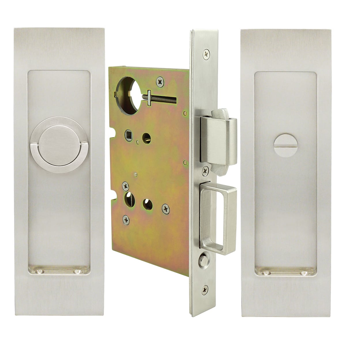 INOX FH27PD8440-TT09-15 Satin Nickel FH27 Series Privacy Pocket Door Lock  with TT09 Thumb-Turn Release