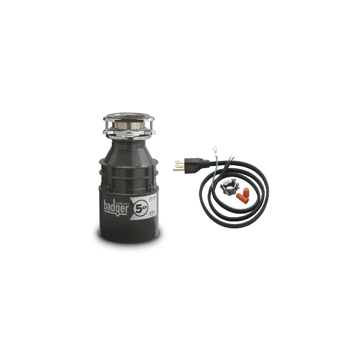 Insinkerator Badger 1 W//Power Cord 1//3 HP Continuous Feed Garbage Disposal New