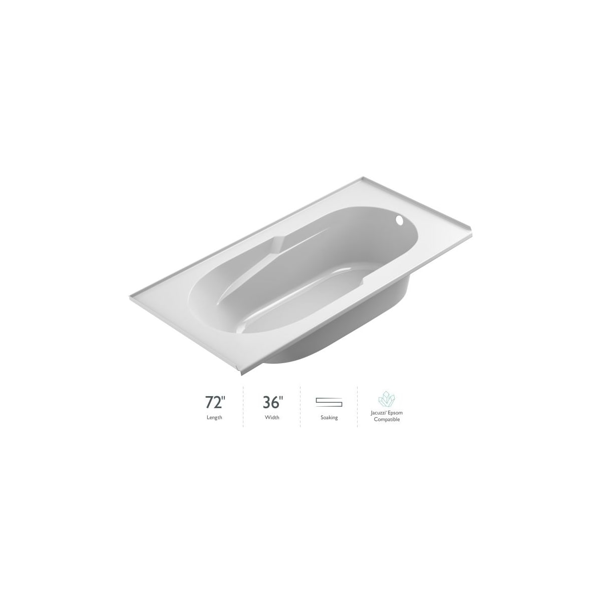 Jacuzzi J2t7236brxxxxw White 72 X 36 Signature Drop In Soaking Bathtub With Tiling Flange And Right Drain Faucet Com