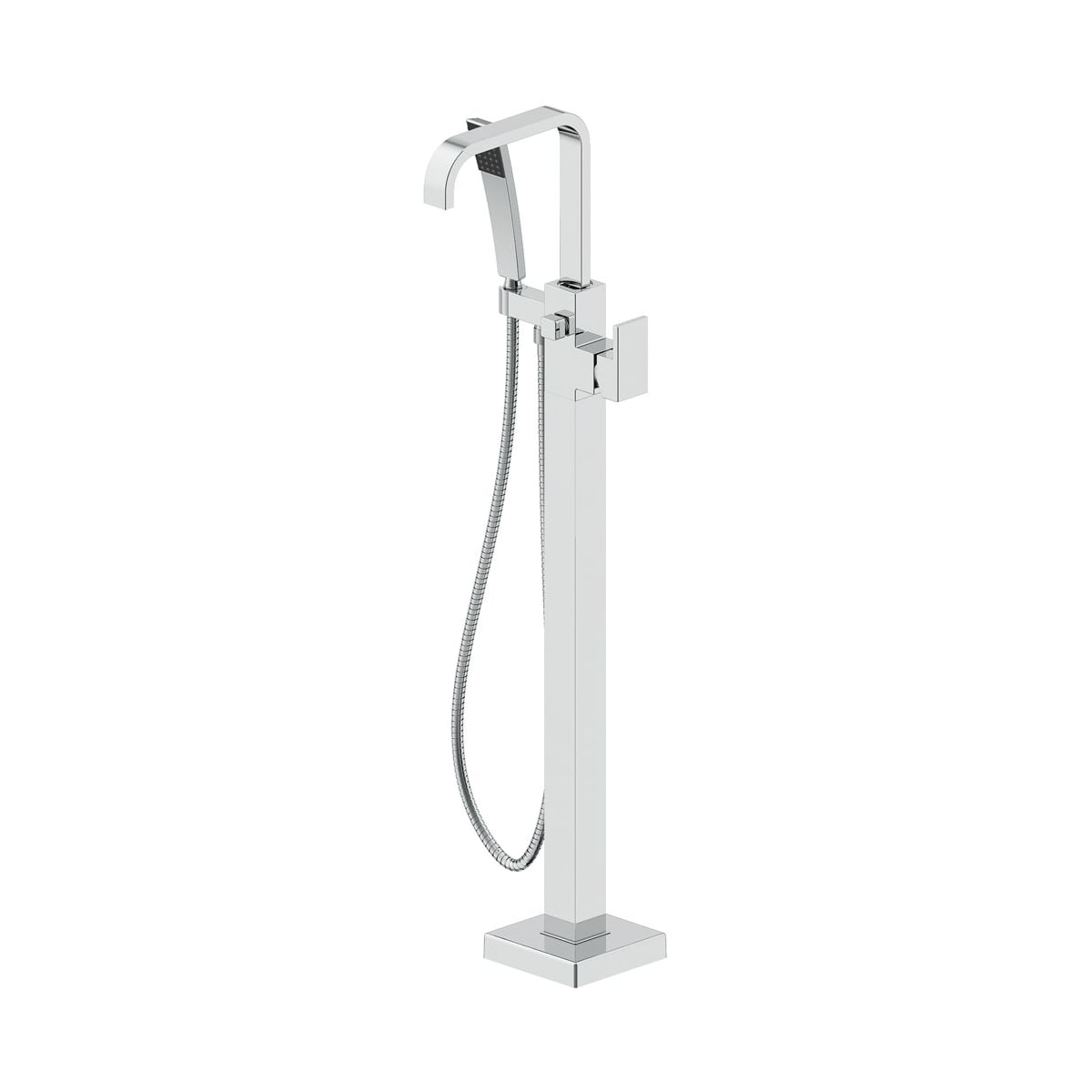 Jacuzzi Nw55827 Chrome Floor Mounted Tub Filler With Metal Lever Handle Built In Diverter Single Function Hand Shower And Square Escutcheon Faucet Com