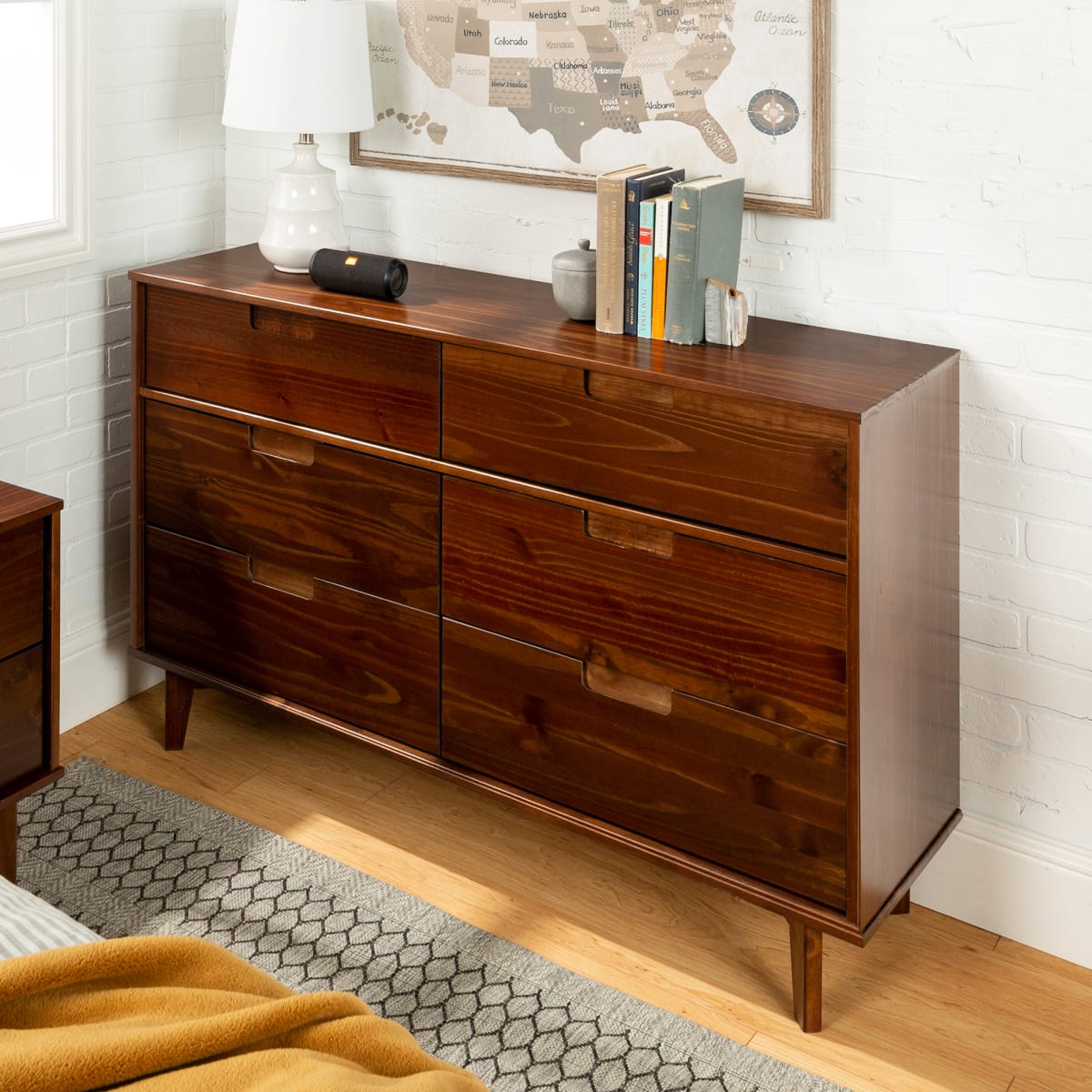 6 drawer walnut shop dresser
