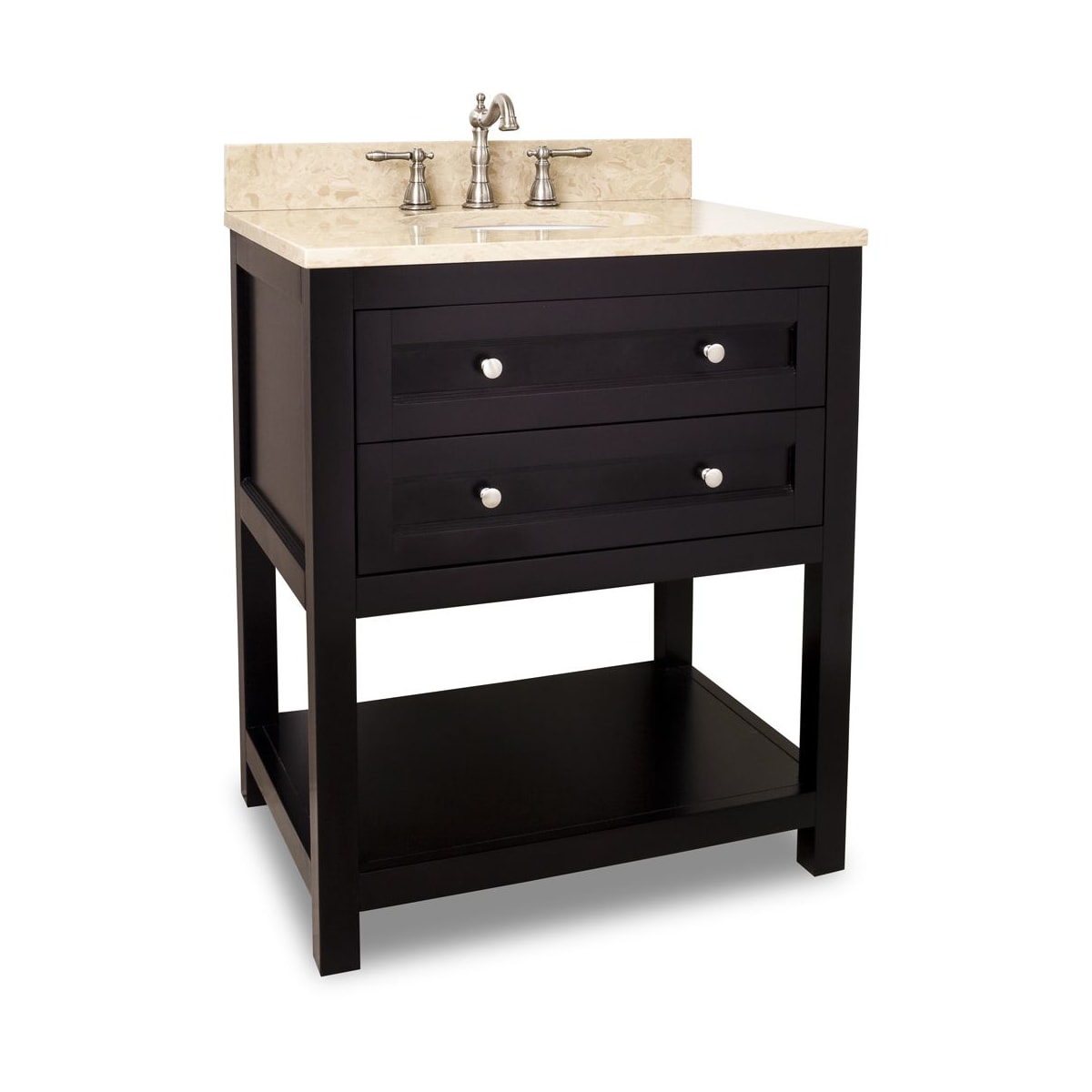 Cream Marble Astoria Modern Collection, 30 Inch Bathroom Vanity With Drawers