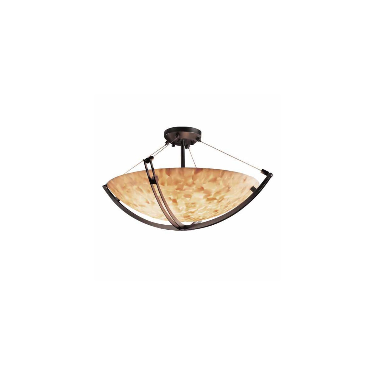 Justice Design Group ALR-9711-35-MBLK Matte Black Alabaster Rocks 22" Round  Bowl Semi Flush Mount Ceiling Fixture - LightingDirect.com