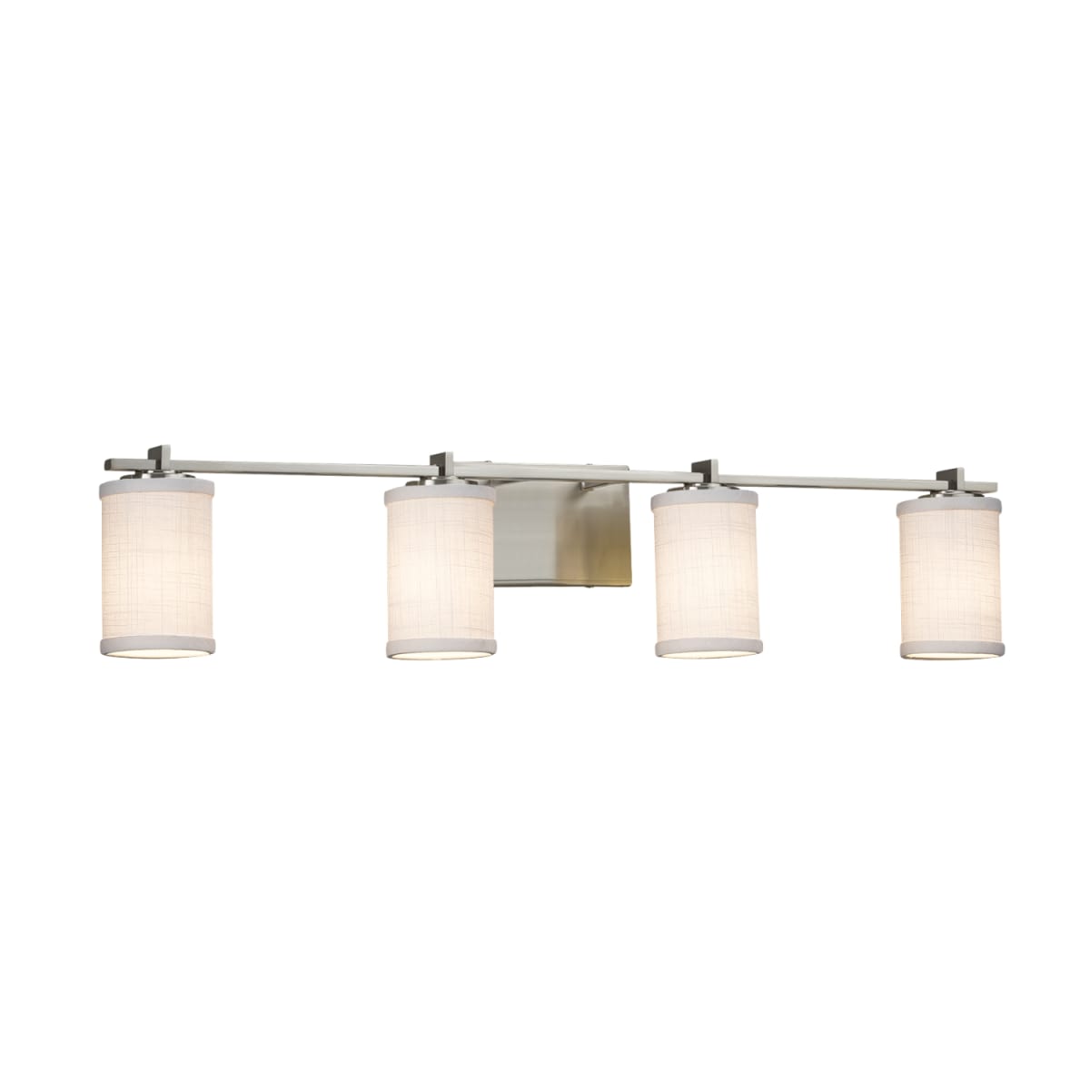Justice Design Group FAB-8444-10-WHTE-CROM Polished Chrome Textile 4 Light  34" Wide Bathroom Vanity Light - LightingShowplace.com