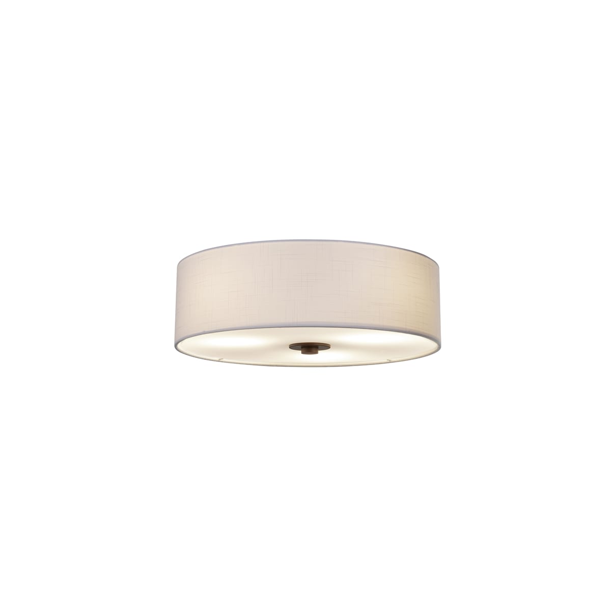 Justice Design Group FAB-9595-WHTE-DBRZ Dark Bronze Textile 3 Light 15"  Wide Flush Mount Drum Ceiling Fixture with White Shades - LightingDirect.com