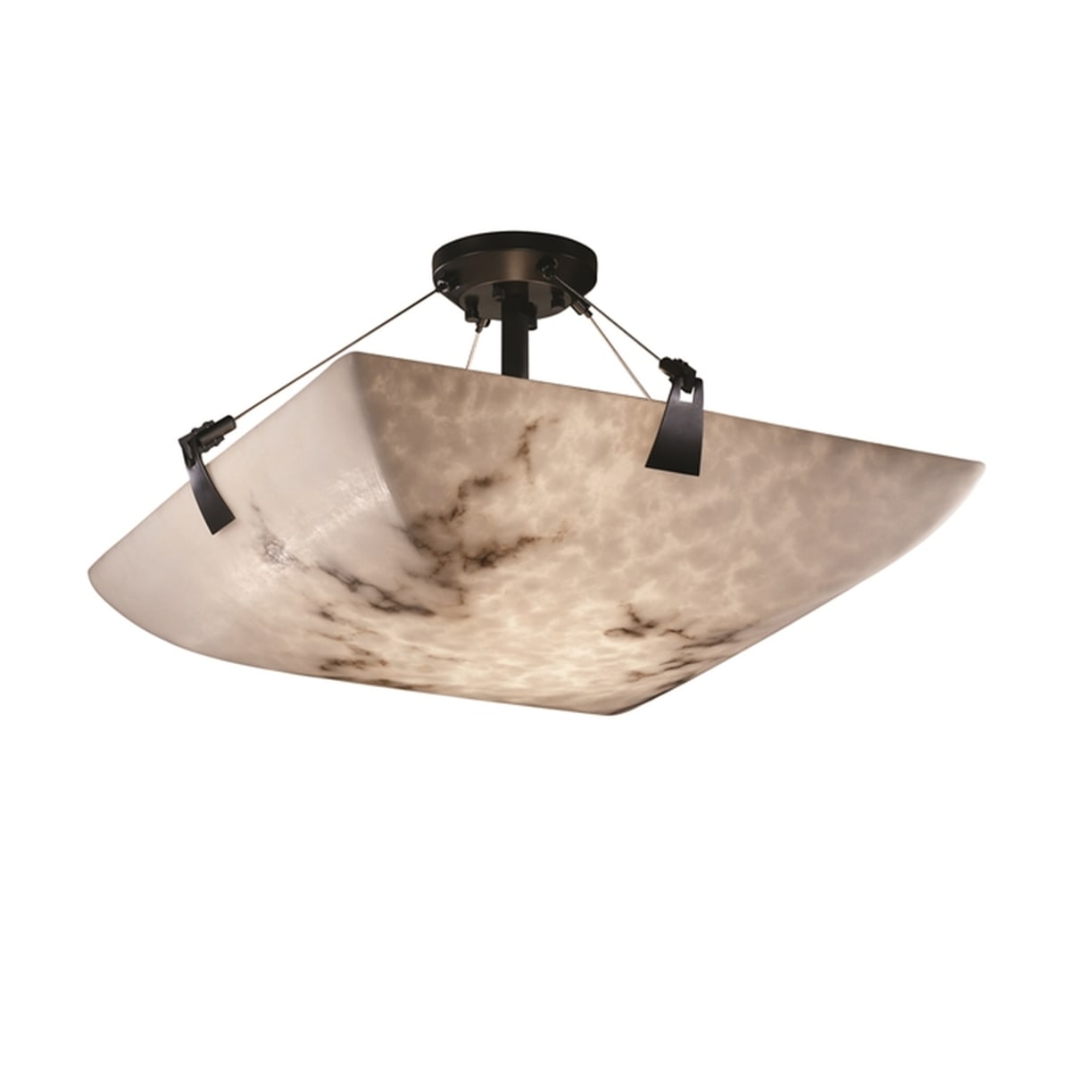 Brushed Nickel Finish with Faux Alabaster Resin Shade Justice Design Group LumenAria 2-Light Semi-Flush Incandescent 