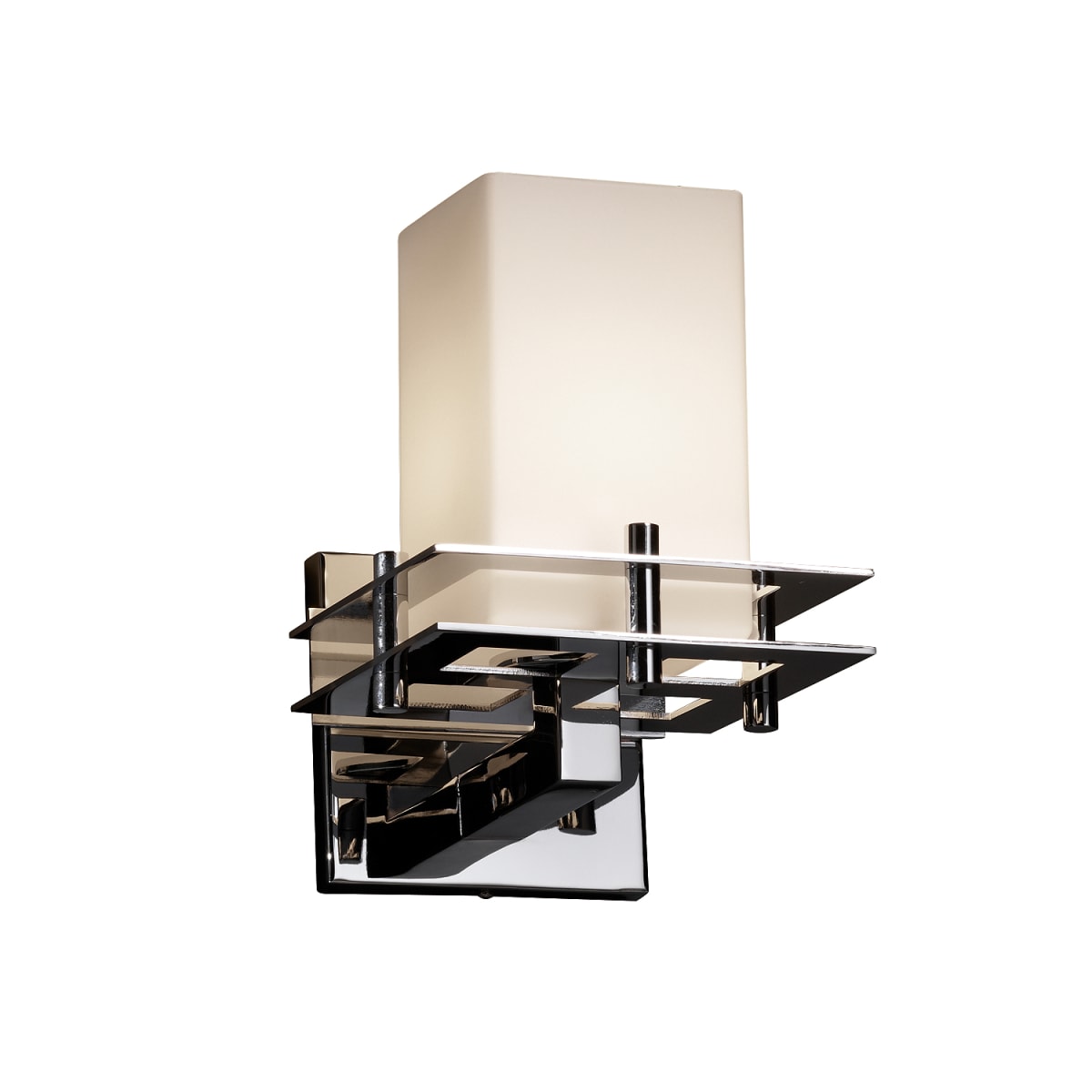 Justice Design Group FSN-8171-15-OPAL-CROM Polished Chrome Fusion 6.5"  Metropolis 1 Light Wall Sconce - FaucetDirect.com