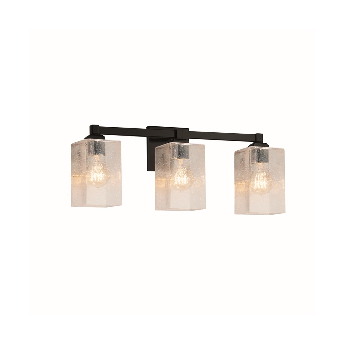 Justice Design Group FSN-8433-15-SEED-MBLK-LED3-2100 Matte Black Fusion 3  Light 22" Wide LED Bathroom Vanity Light with Flat Rimmed Square Shades -  LightingDirect.com