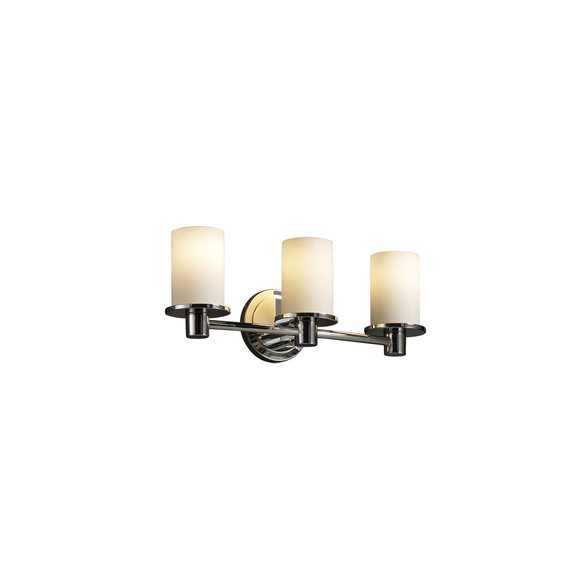 Justice Design Group FSN-8513-10-OPAL-CROM Polished Chrome Fusion 20" Rondo  3 Light Bathroom Vanity Light - FaucetDirect.com