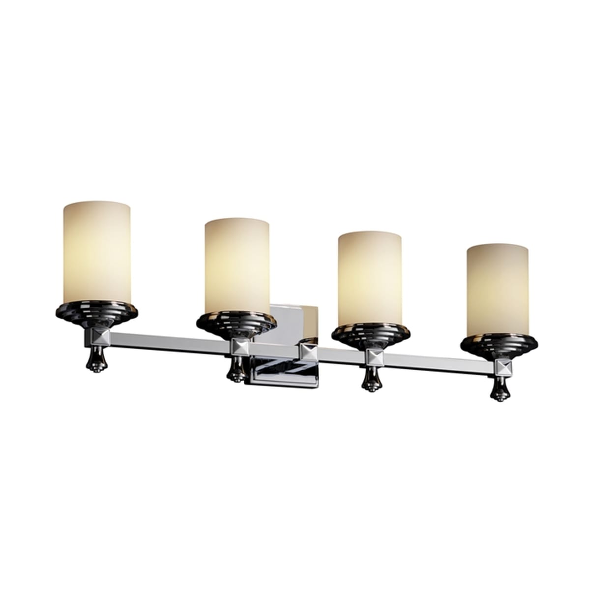 Justice Design Group Fusion 4-Light Chandelier Polished Chrome Finish with Opal Artisan Glass Shade