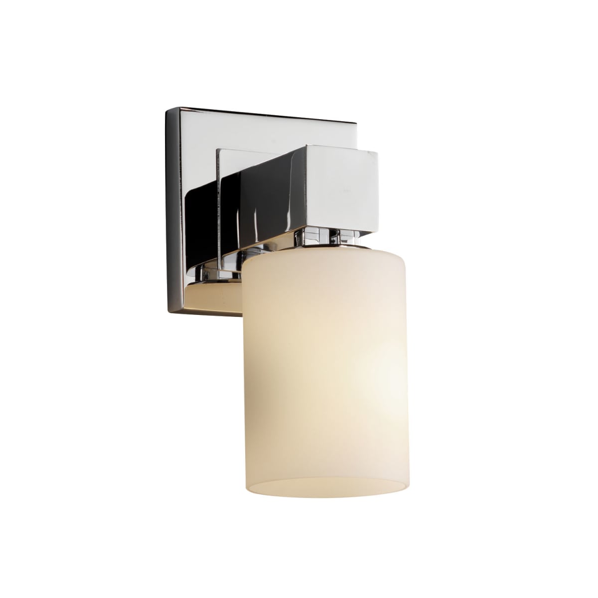 Justice Design Group FSN-8705-10-OPAL-CROM Polished Chrome Fusion 5" Aero 1  Light Wall Sconce - LightingShowplace.com