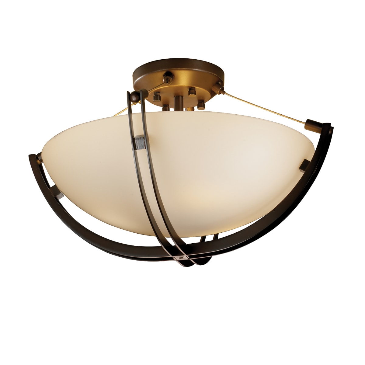 Justice Design Group FSN-9711-35-OPAL-DBRZ-LED3-3000 Dark Bronze Fusion 18"  Round Bowl LED Semi Flush Mount Ceiling Fixture - LightingDirect.com