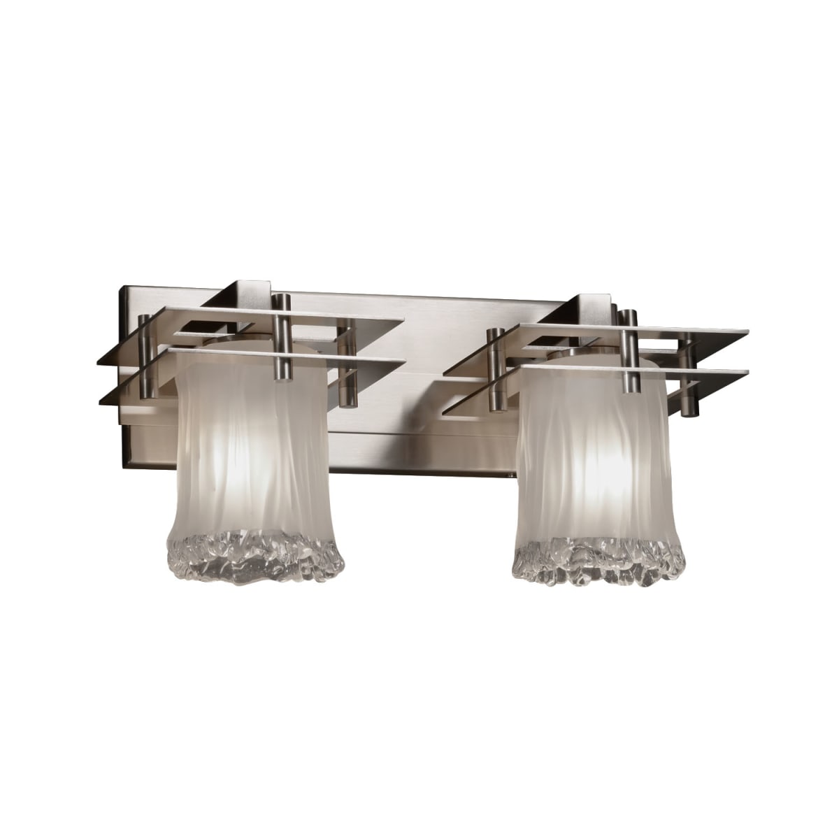 Justice Design Group GLA-8172-16-WTFR-NCKL Brushed Nickel Veneto Luce 16.5"  Metropolis 2 Light Bathroom Vanity Light - Faucet.com