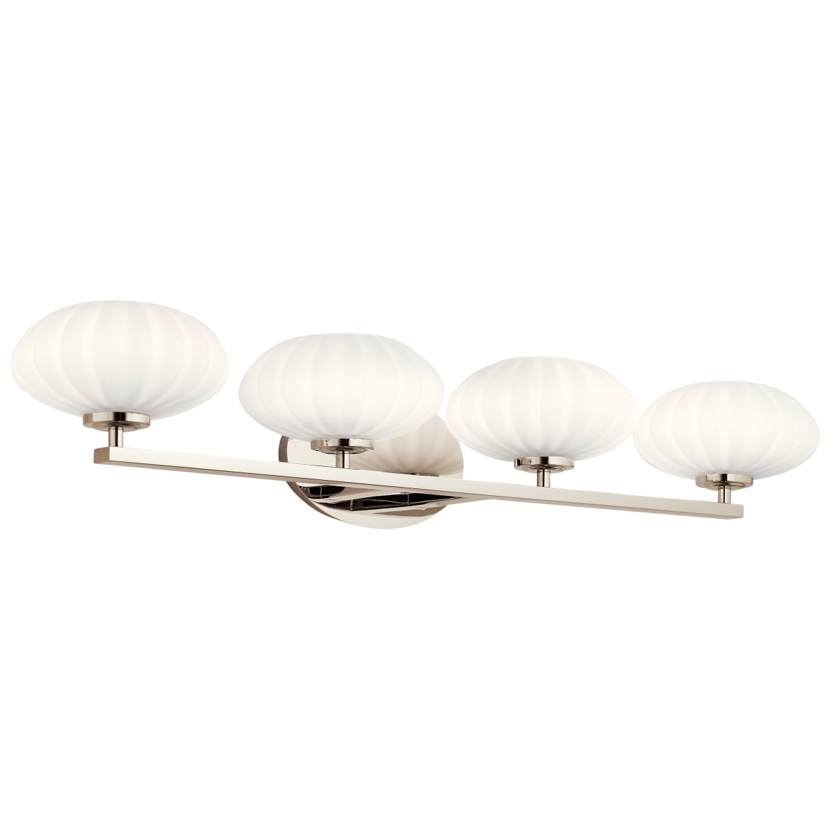 Kichler 55026pn Polished Nickel Pim 4 Light 34 Wide Halogen Bathroom Vanity Light Lightingshowplace Com