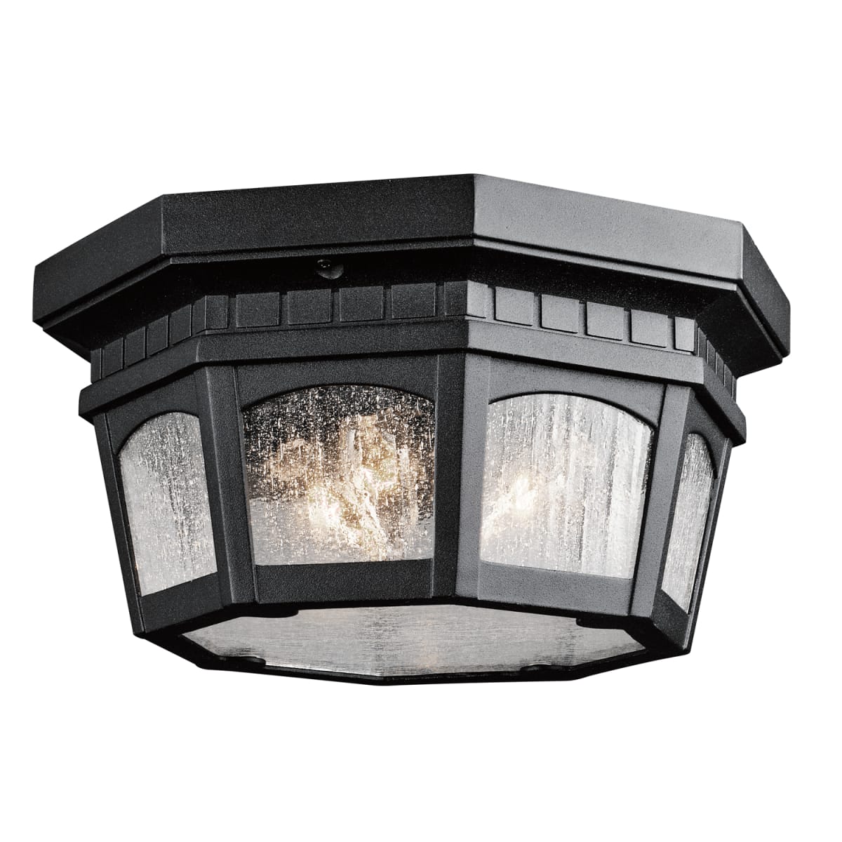 Kichler 9538BKT Black Weatherly 3 Light Outdoor Flush Mount Ceiling Fixture LightingDirect