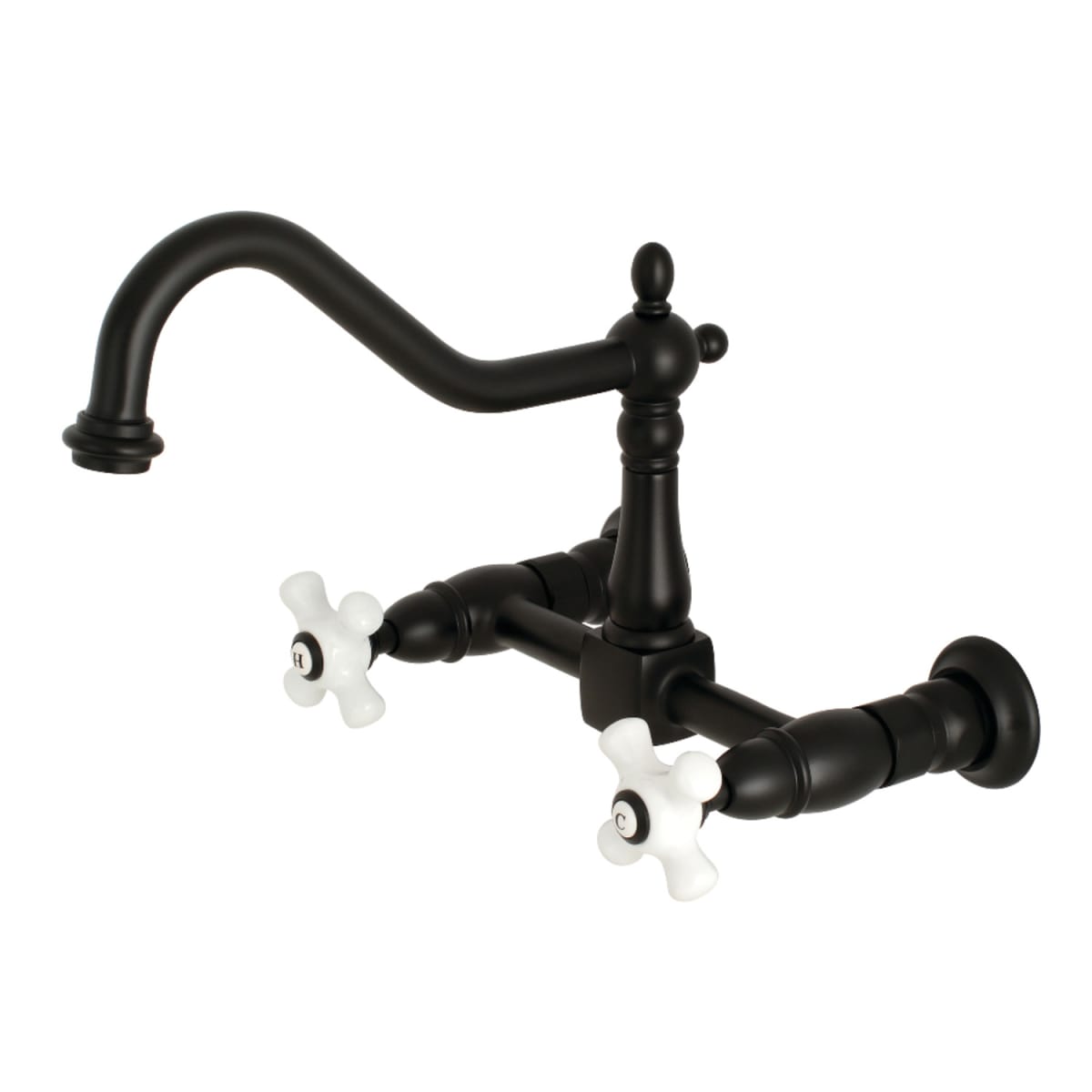 Kingston Brass Ks1240px Matte Black Heritage 1 8 Gpm Double Handle