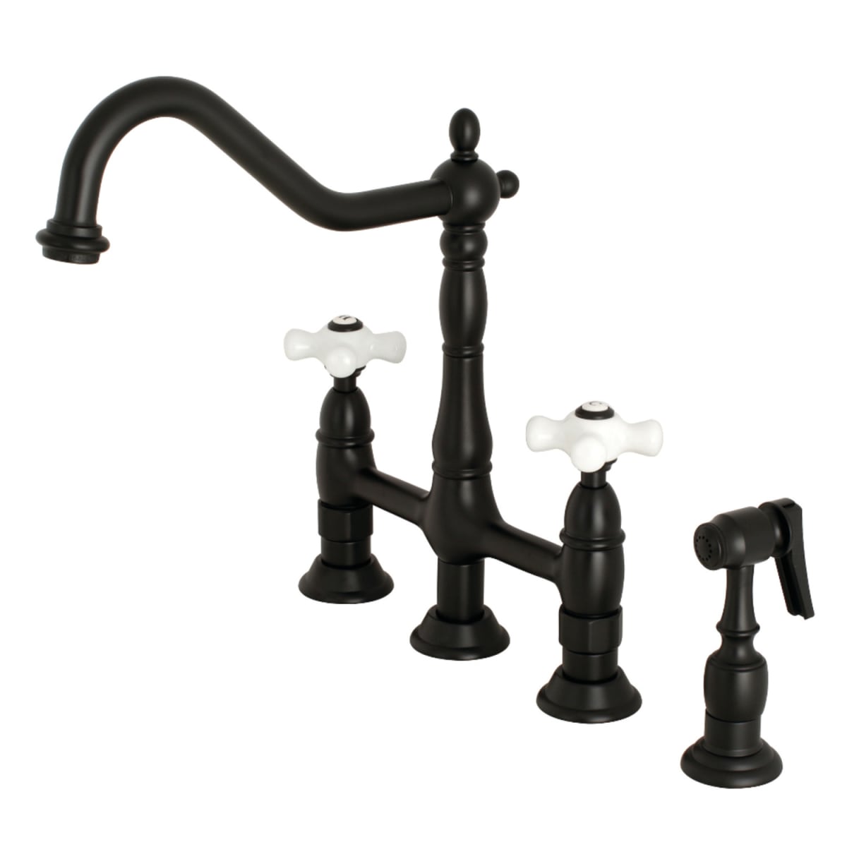 Kingston Br Ks1271pxbs Polished Chrome Heritage 1 8 Gpm Double Kingston Br Ks1271pxbs Polished Chrome Heritage 1 8 Gpm Double Handle Bridge Style Kitchen Faucet Includes Side Spray