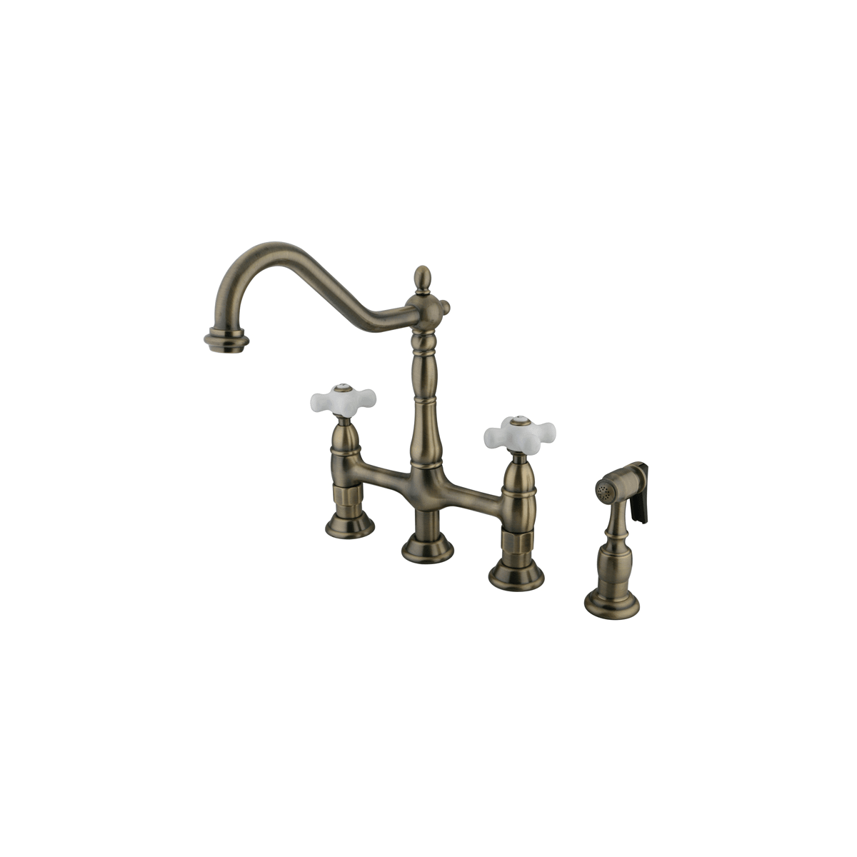 Kingston Br Ks1271pxbs Polished Chrome Heritage 1 8 Gpm Double Kingston Br Ks1271pxbs Polished Chrome Heritage 1 8 Gpm Double Handle Bridge Style Kitchen Faucet Includes Side Spray