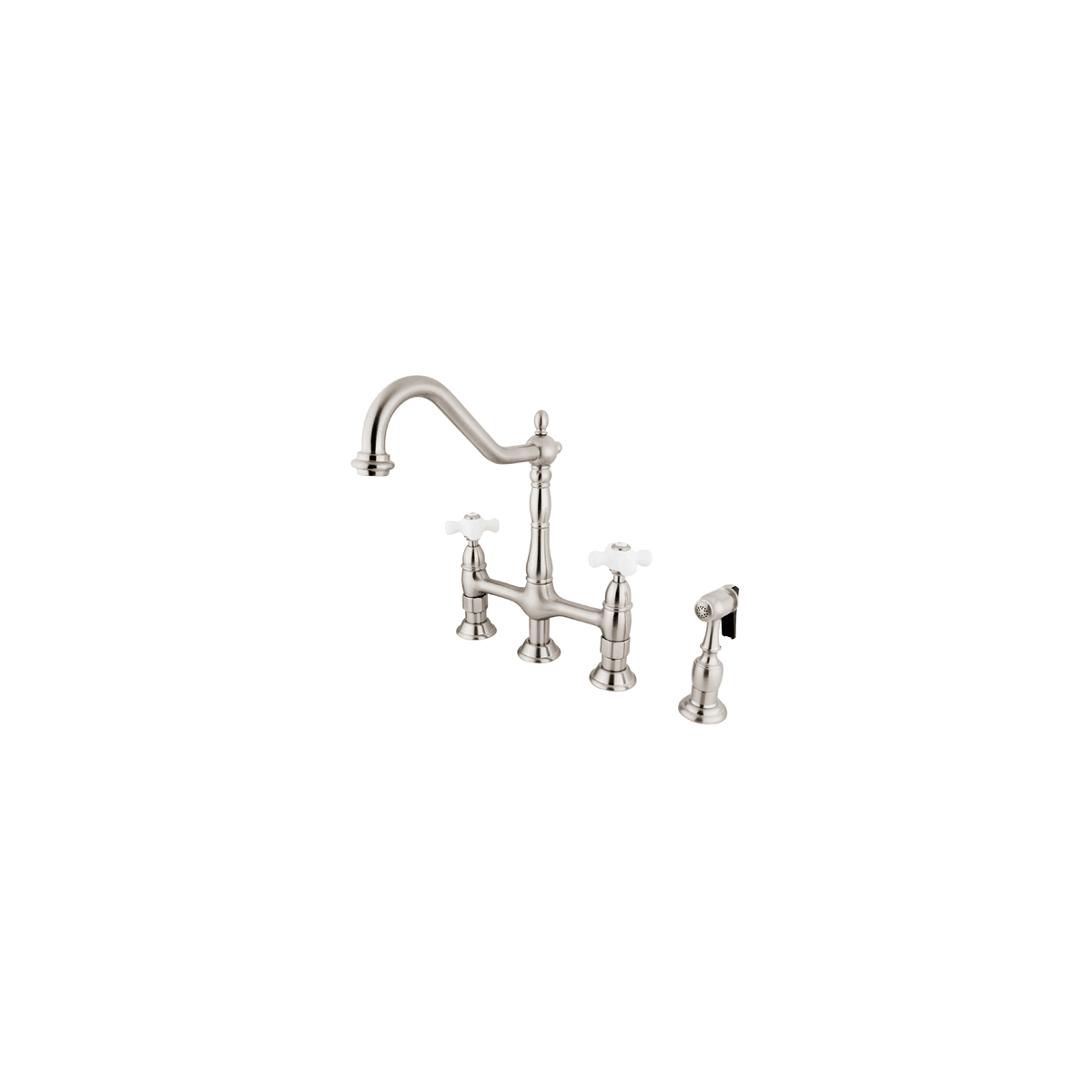 Kingston Br Ks1273pxbs Vintage Heritage 1 8 Gpm Double Kingston Br Ks1273pxbs Vintage Heritage 1 8 Gpm Double Handle Bridge Style Kitchen Faucet Includes Side Spray