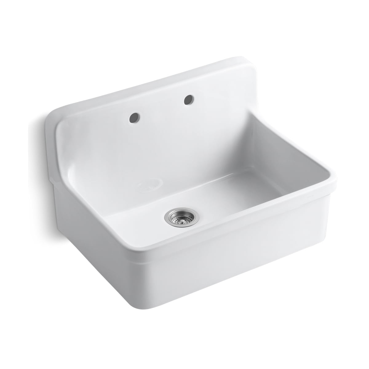 Kohler K 12700 0 White Gilford 30 Single Basin Wall Mount Top Mount Kitchen Sink with Apron Front FaucetDirect