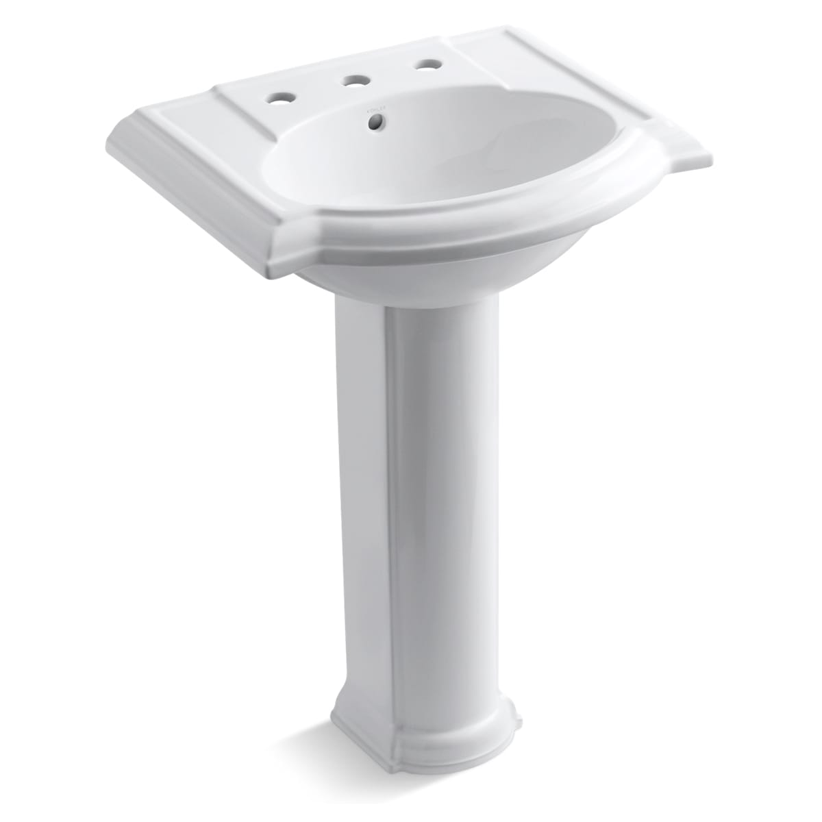 Kohler K 2286 8 0 White Devonshire 24 Pedestal Bathroom Sink With