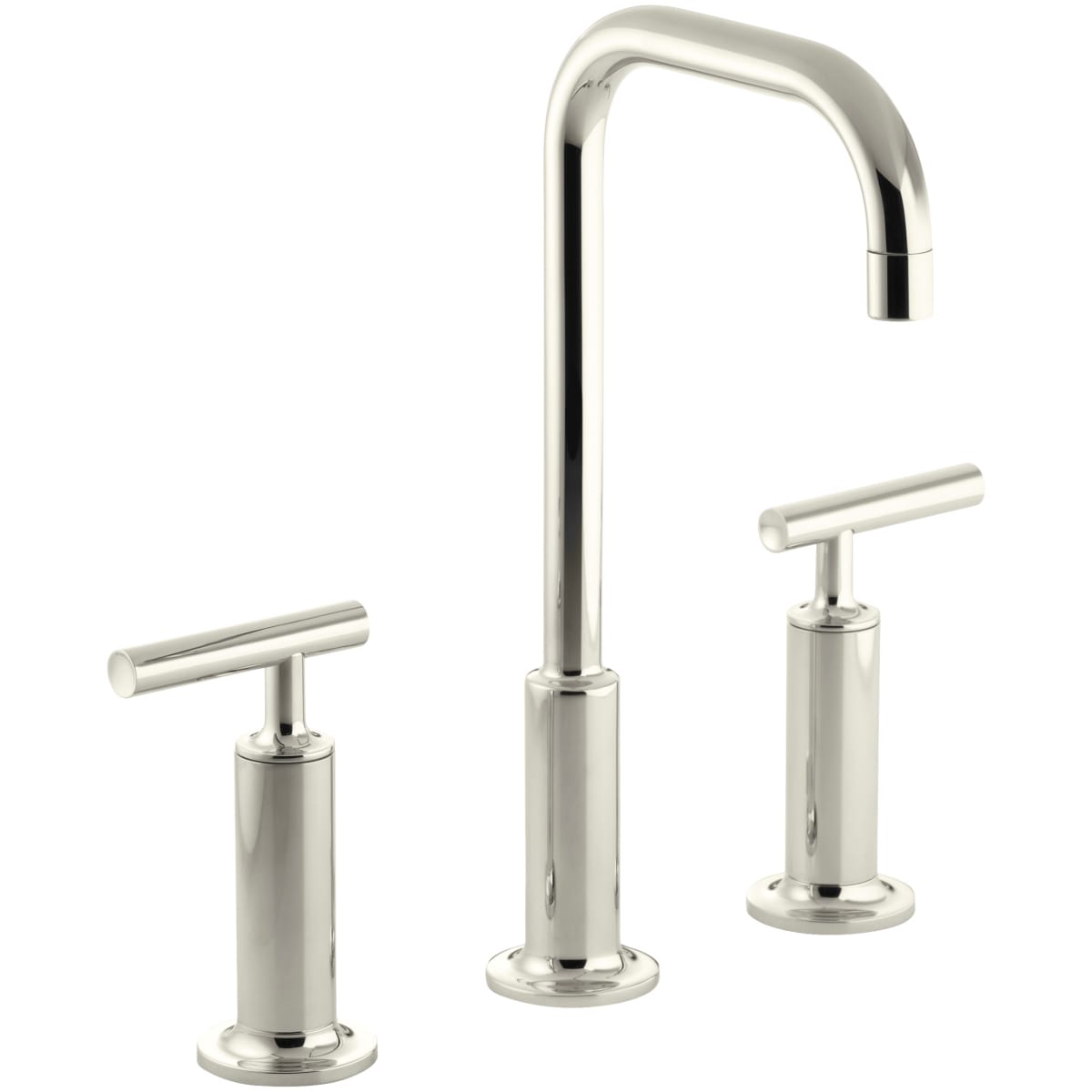 Kohler K-14408-4-SN Polished Nickel Purist 1.2 GPM Widespread Bathroom  Faucet with Pop-Up Drain Assembly