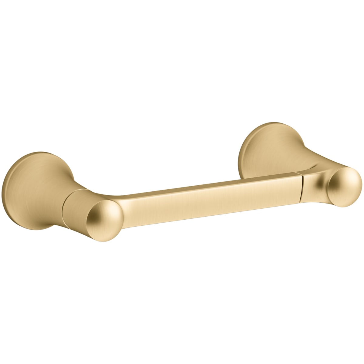 Double Post Pivoting Wall Mounted Towel Bar Toilet Paper Holder in Brushed  Gold
