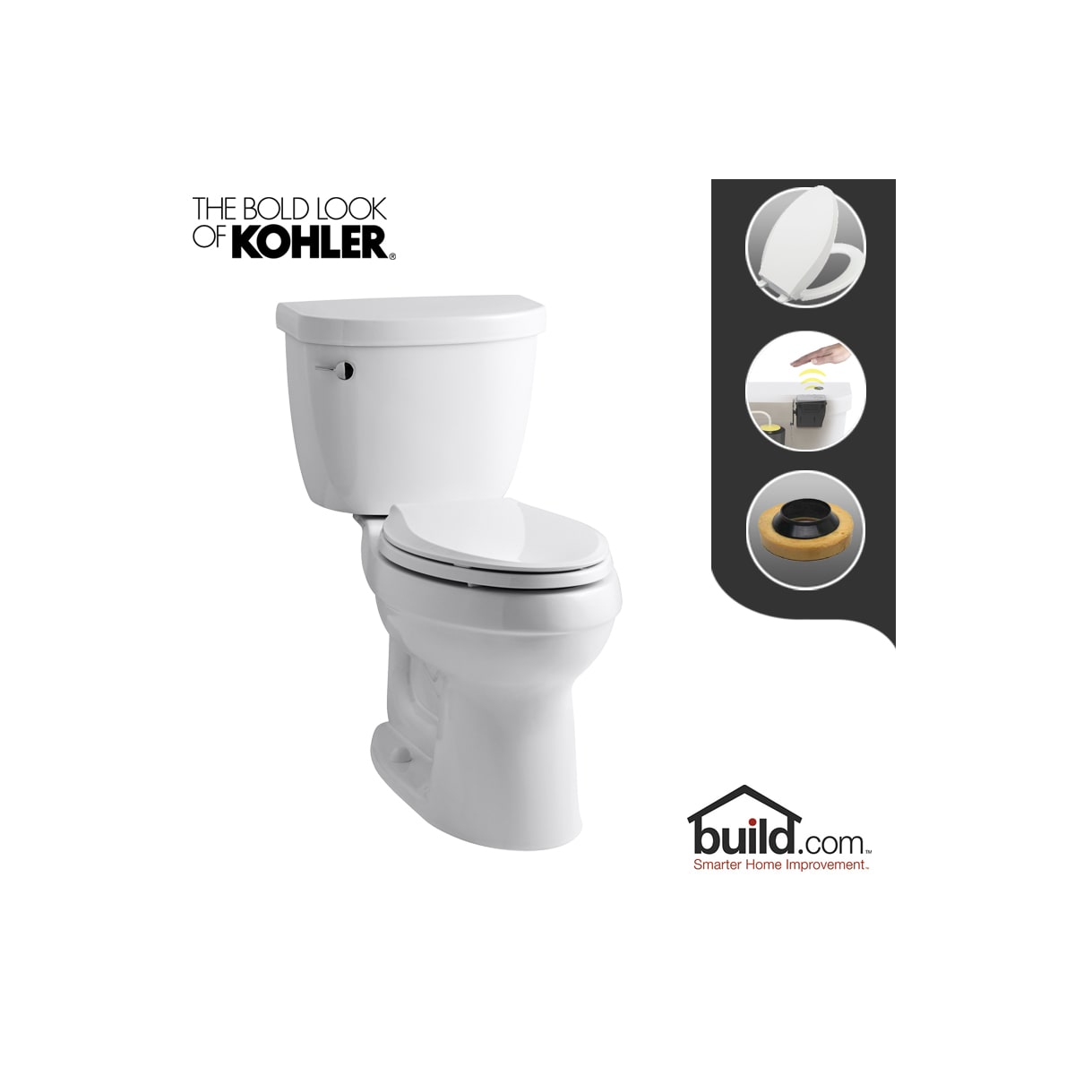 Kohler K-3589-0-Touchless White Cimarron 1.6 GPF Two ...
