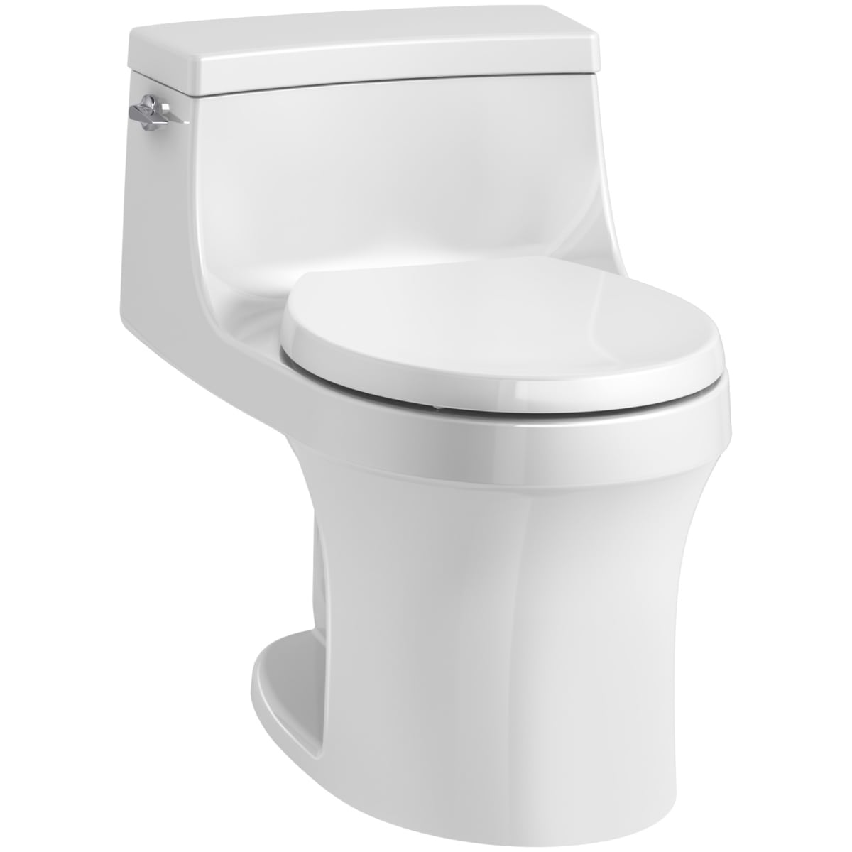 Kohler K 4007 0 White San Souci 1 28 Gpf One Piece Round Front Toilet With Aquapiston Technology Seat Included Faucetdirect Com