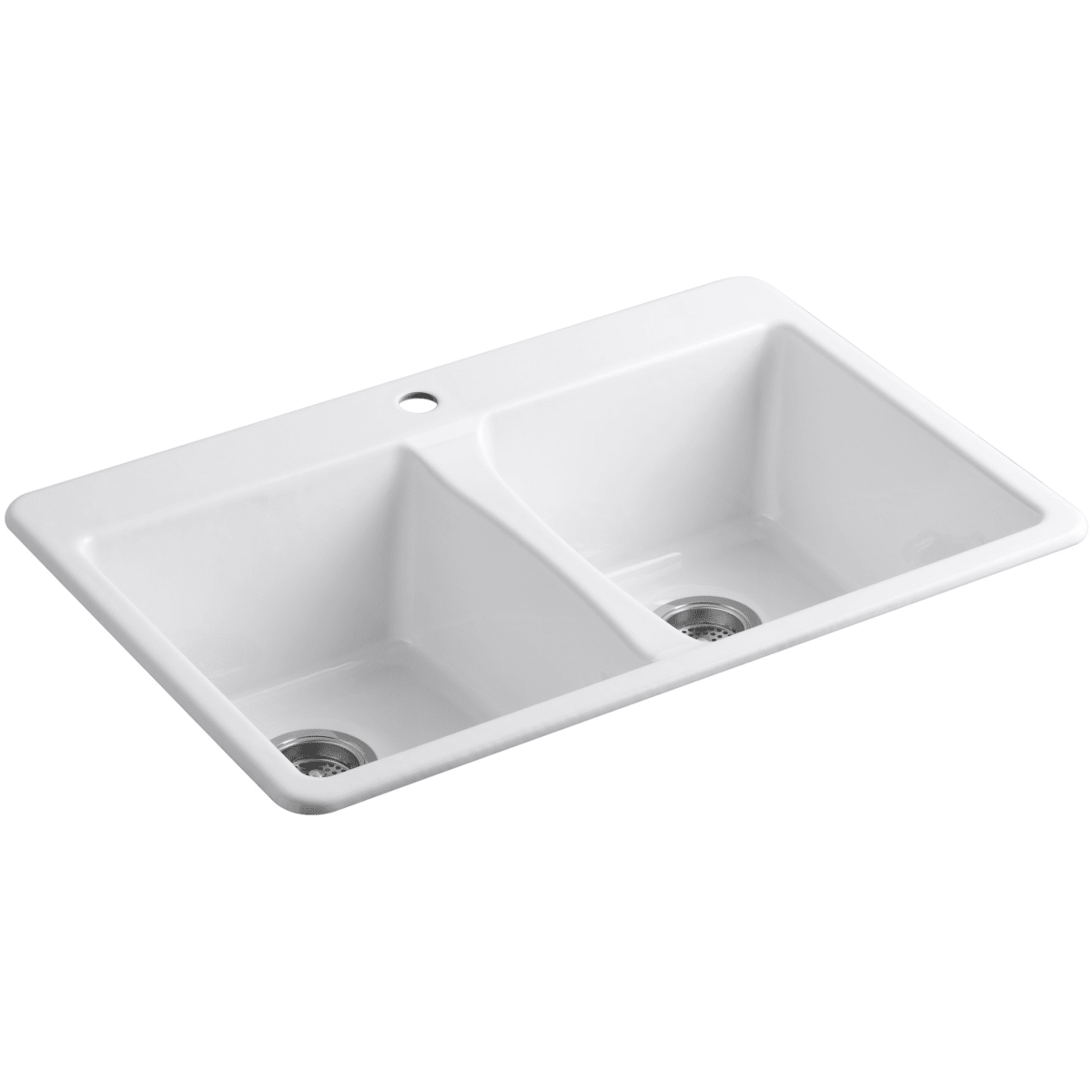 Kohler K 5873 1 0 White Deerfield 33 Double Basin Top Mount