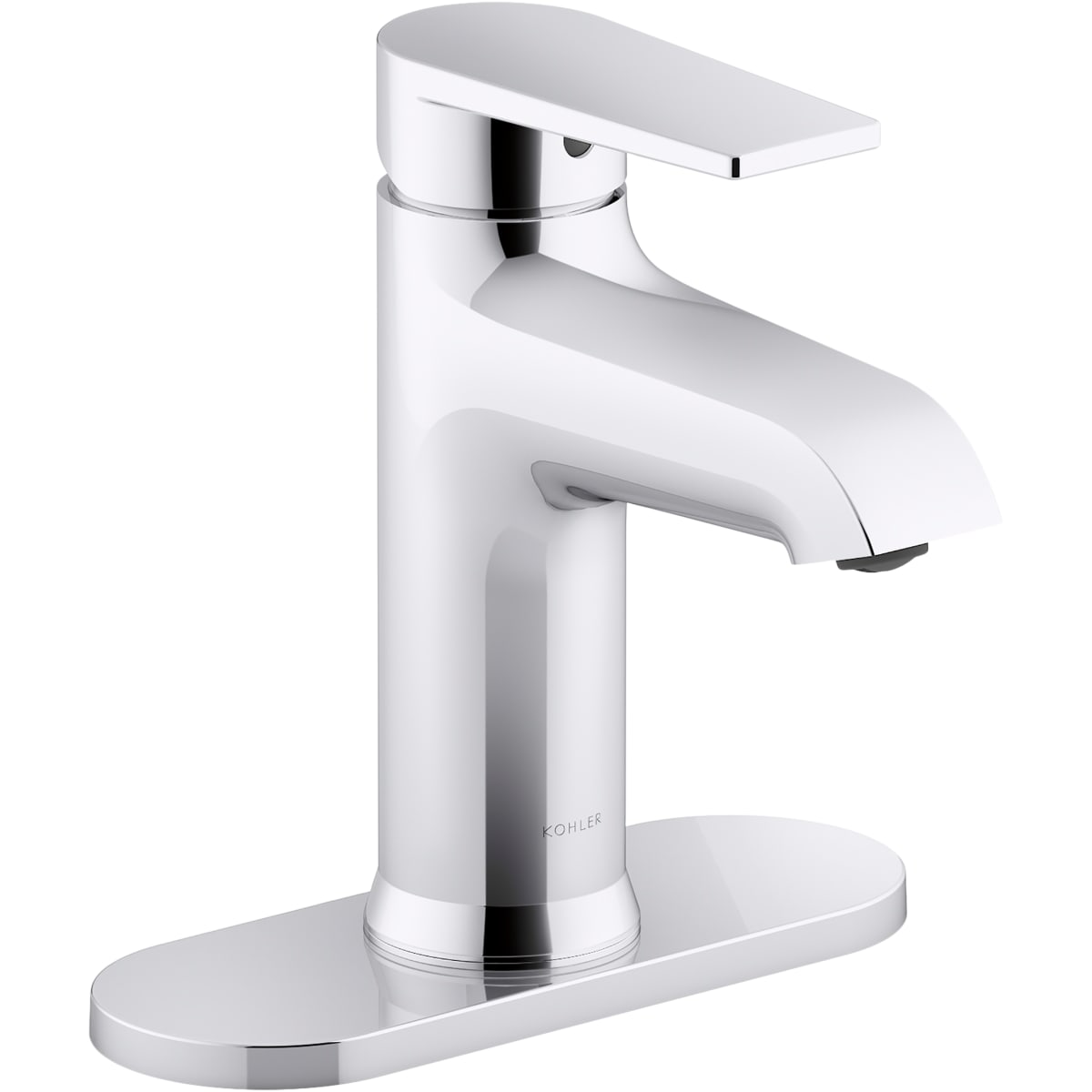Kohler K 97061 4 CP Polished Chrome Hint 1.2 GPM Single Hole Bathroom Faucet with Pop Up Drain Assembly and Escutcheon Faucet