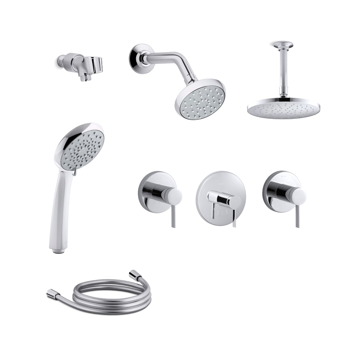 Kohler K Awaken B90 Ms17 4 Cp Polished Chrome Awaken Thermostatic Shower System With Single Function B90 Shower Head Hand Shower Rain Head Valve Trims Faucet Com