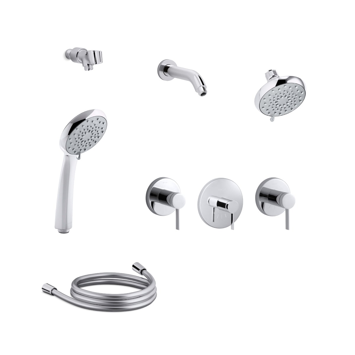 Kohler K Awaken B90 Ms21 4e Cp Polished Chrome Awaken Thermostatic Eco Shower System With Multi Function B90 Shower Head Hand Shower Valve Trims Faucetdirect Com