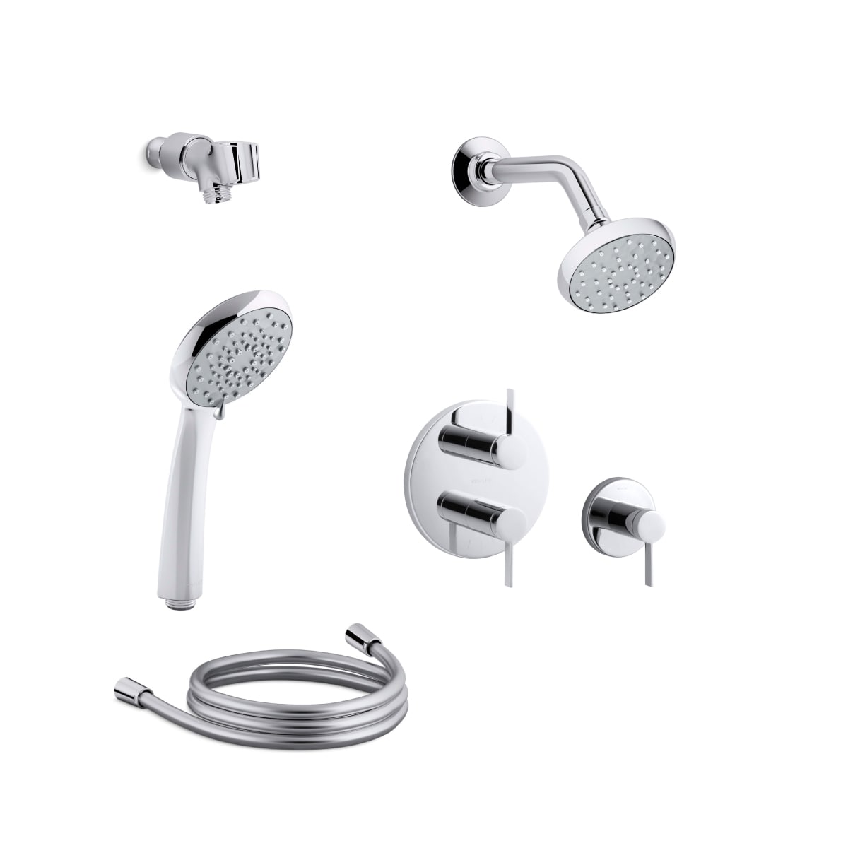 Kohler K Awaken B90 Sms11 4e Cp Polished Chrome Awaken Thermostatic Eco Shower System With Single Function B90 Shower Head Hand Shower Stacked Valve Trims Faucet Com