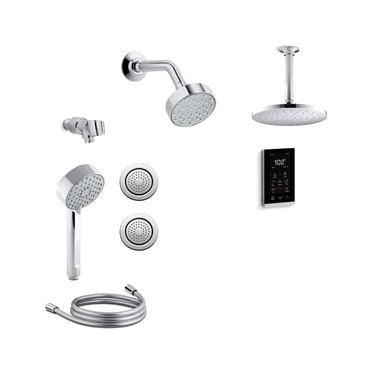 Kohler K Awaken G90 Dtv18 E Bn Vibrant Brushed Nickel Awaken Dtv Eco Shower System With Single Function G90 Shower Head Hand Shower Rain Head Body Sprays Valve Trims Faucetdirect Com