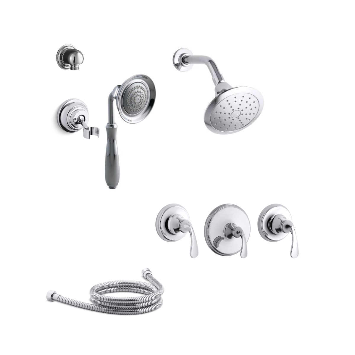 Kohler K Forte Ms11 4e Cp Polished Chrome Forte Thermostatic Eco Shower System With Single Function Shower Head Hand Shower Slide Bar Valve Trims Faucetdirect Com