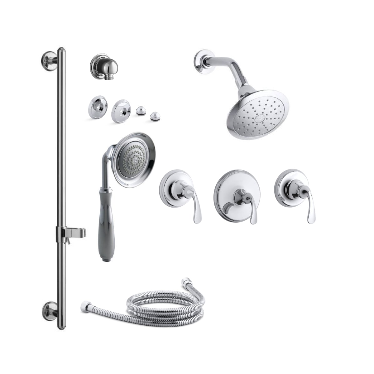Kohler K Forte Ms11s 4e Cp Polished Chrome Forte Thermostatic Eco Shower System With Single Function Shower Head Hand Shower Valve Trims Faucet Com