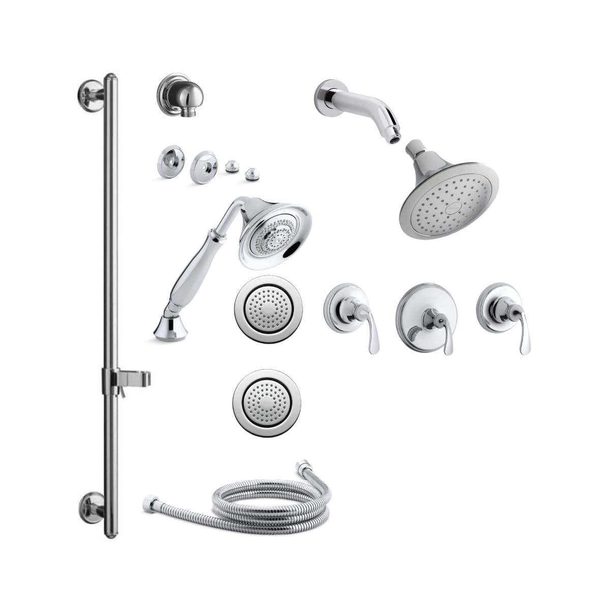 Kohler K Forte Ms15s 4 Bn Vibrant Brushed Nickel Forte Thermostatic Shower System With Single Function Shower Head Hand Shower Body Sprays Valve Trims Faucet Com