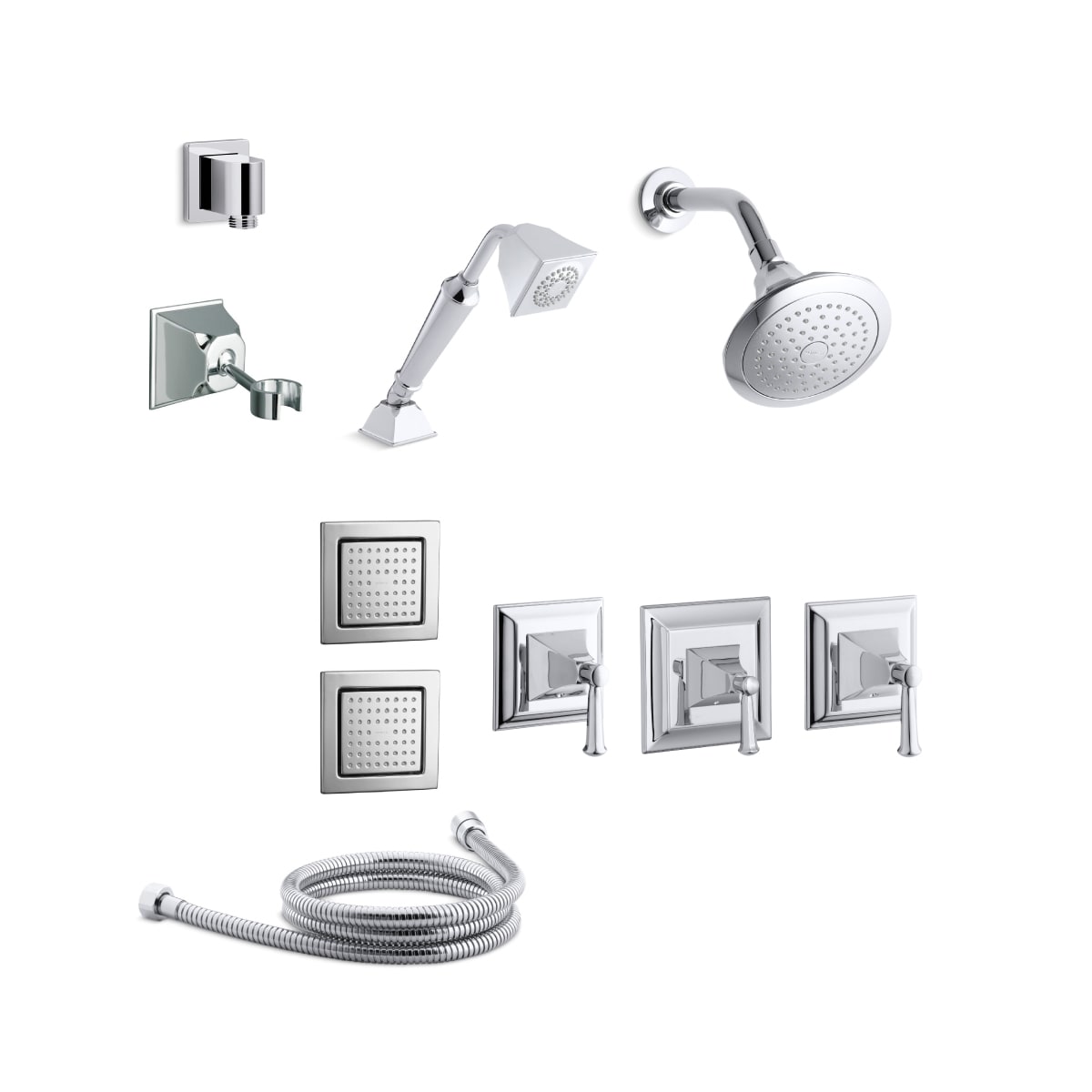Kohler K Memoirs Dms15 4s Cp Polished Chrome Memoirs Thermostatic Shower System With Single Function Shower Head Hand Shower Body Sprays Valve Trims Faucetdirect Com