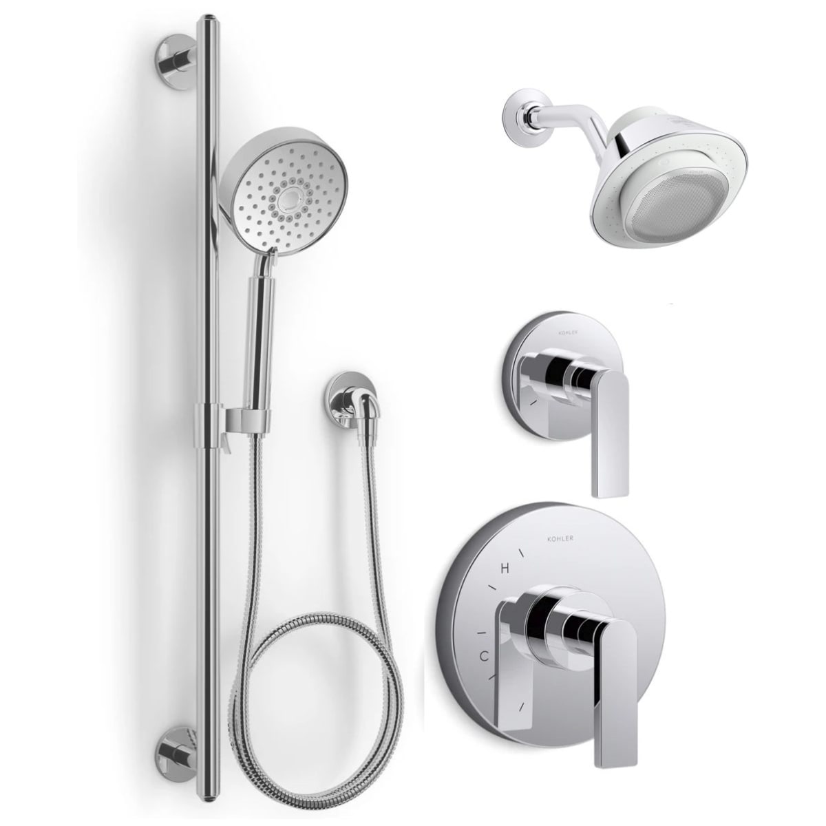 Kohler Kss Moxie Composed 4 Shhs Cp Polished Chrome Moxie Pressure Balanced Shower System With Shower Head Hand Shower Slide Bar Shower Arm Hose Valve Trim And Rough In Faucetdirect Com Kohler Kss Moxie Composed 4 Shhs Cp Polished Chrome Moxie Pressure Balanced Shower System With Shower Head Hand Shower Slide Bar Shower Arm Hose Valve Trim And Rough In Faucetdirect Com