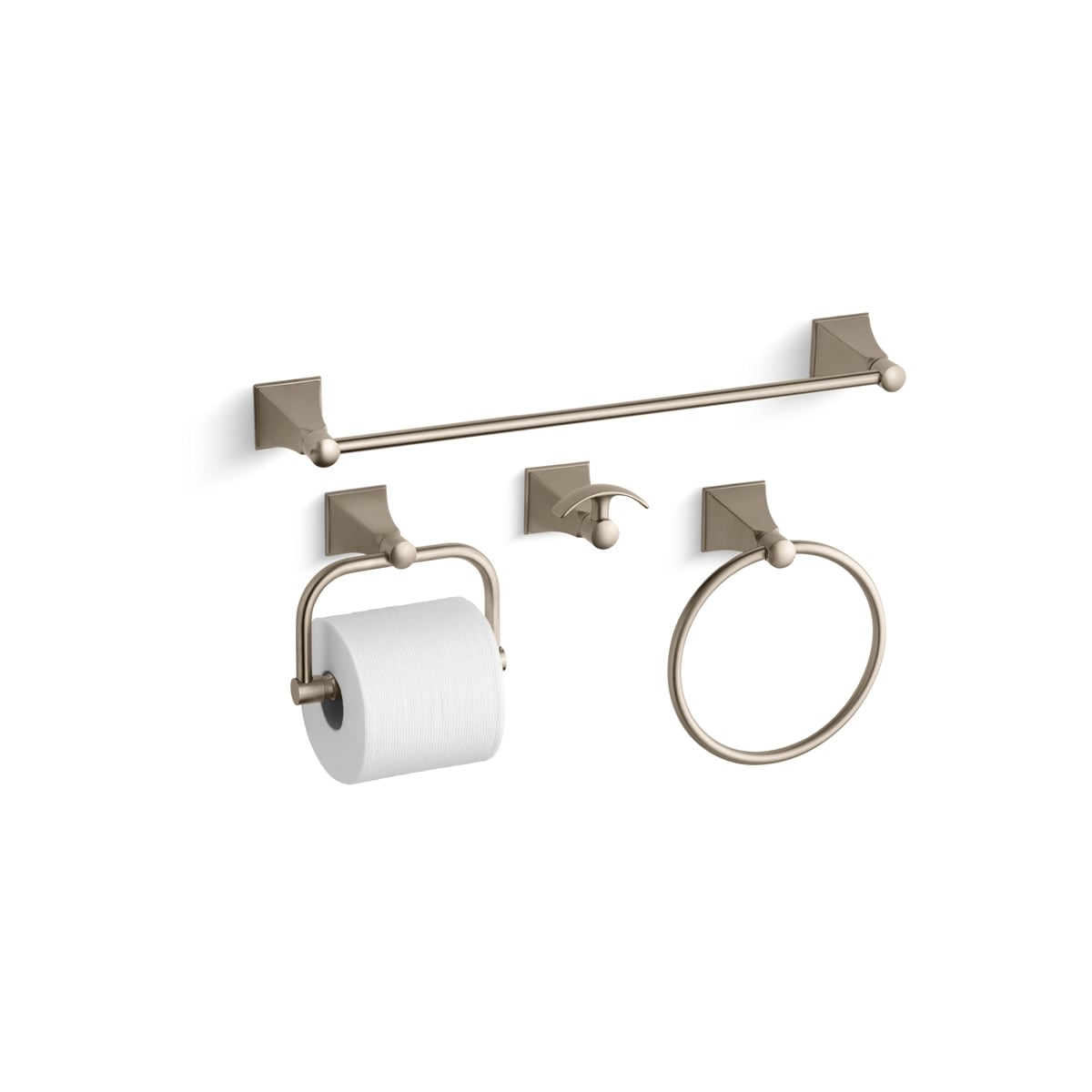 Kohler Memoirs Stately Better Accessory Pack 2 BV Brushed Bronze Memoirs Stately 18 Towel Bar Towel Ring Tissue Holder and Robe Hook Faucet
