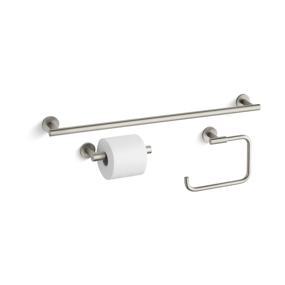 Kohler Stillness Good Accessory Pack 1 Bn Brushed Nickel 24 Towel Bar Towel Ring And Tissue Holder Faucetdirect Com