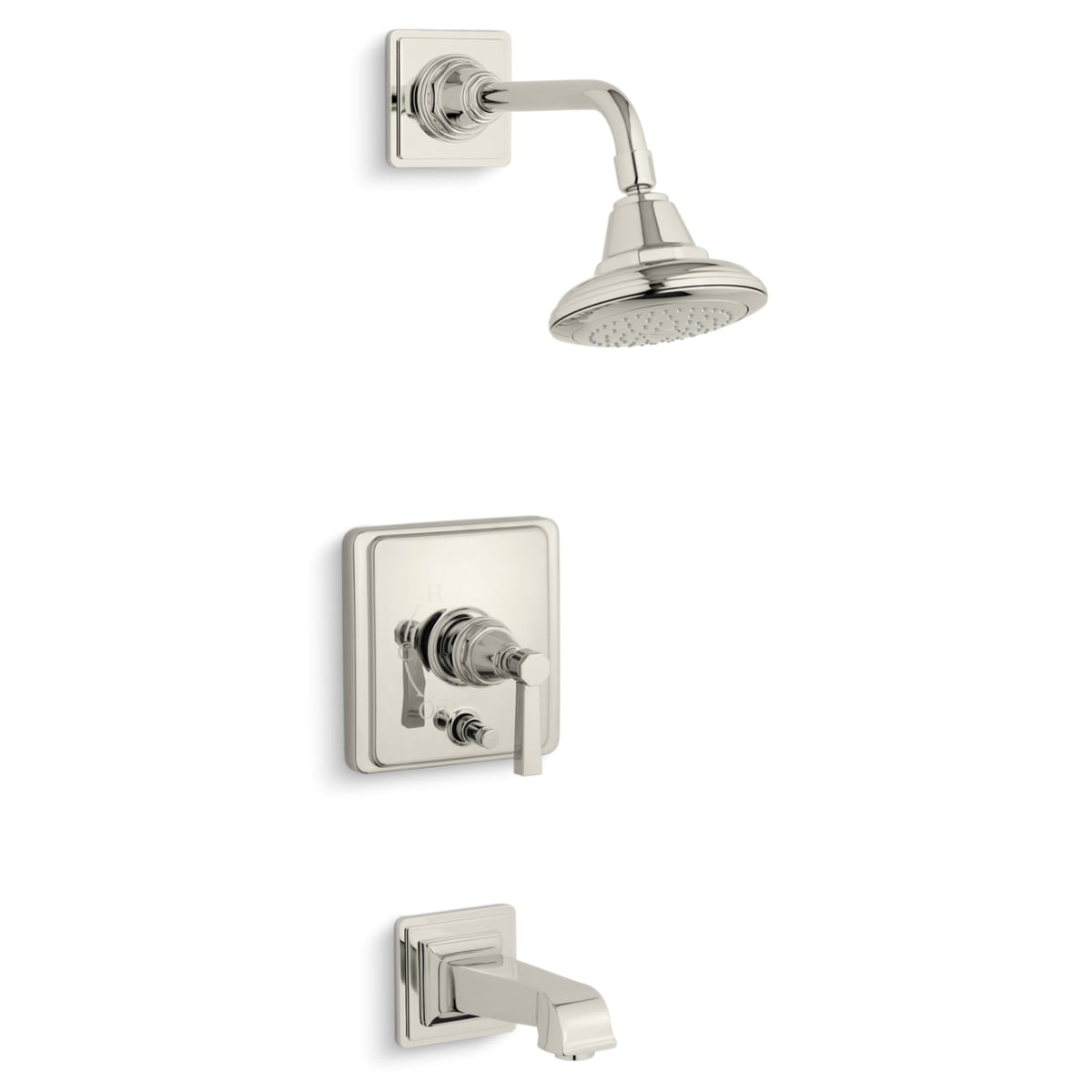 Kohler K-T13133-4A-CP Polished Chrome Single Handle Rite-Temp Pressure  Balanced Tub and Shower Trim with Single Function Shower Head from the  Pinstripe Pure Series