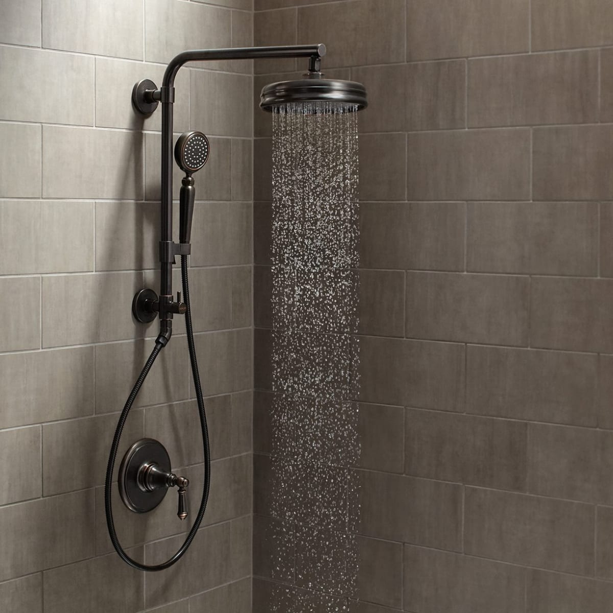 Kohler Artifacts Hydrorail Custom Shower System 2bz Oil Rubbed Bronze Artifacts Hydrorail Shower Package With Single Function Shower Head And Single Function Hand Shower Faucet Com