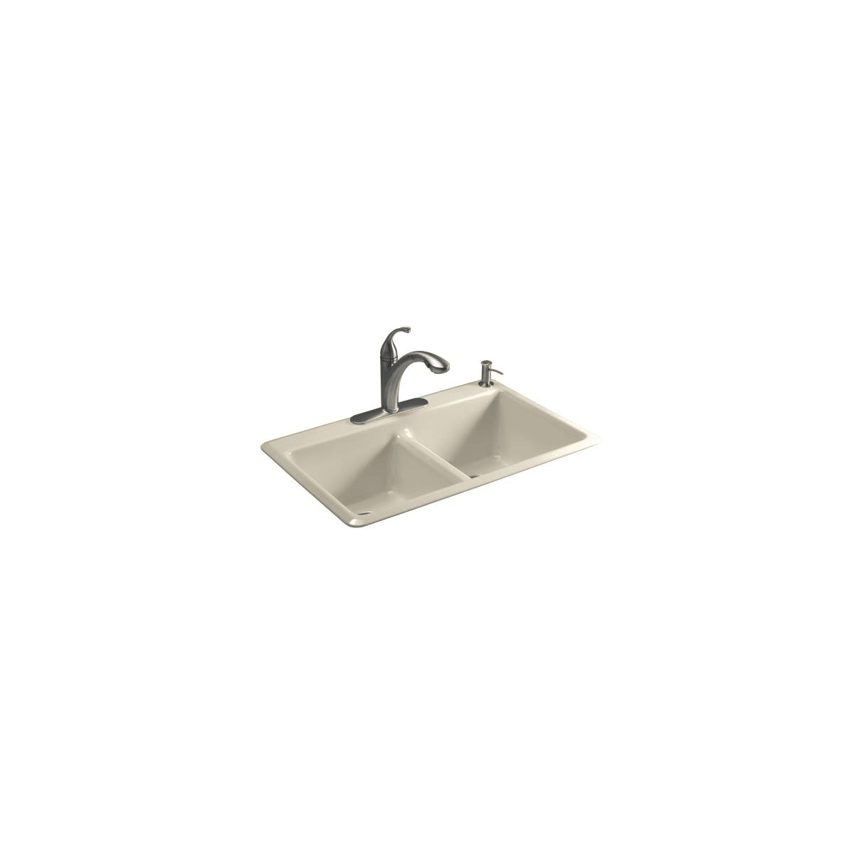 Kohler K 5840 3 96 Biscuit Anthem 33 Double Basin Top Mount Enameled Cast Iron Kitchen Sink Faucetdirect Com