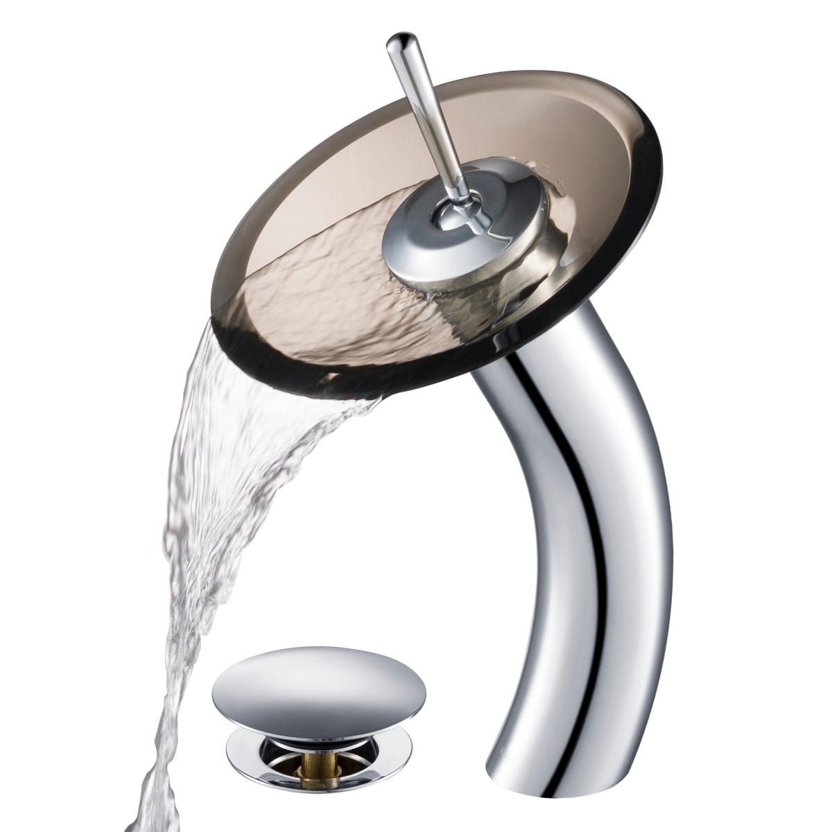 Kraus Kgw 1700 Pu 10ch Brcl Chrome Waterfall Single Hole Vessel