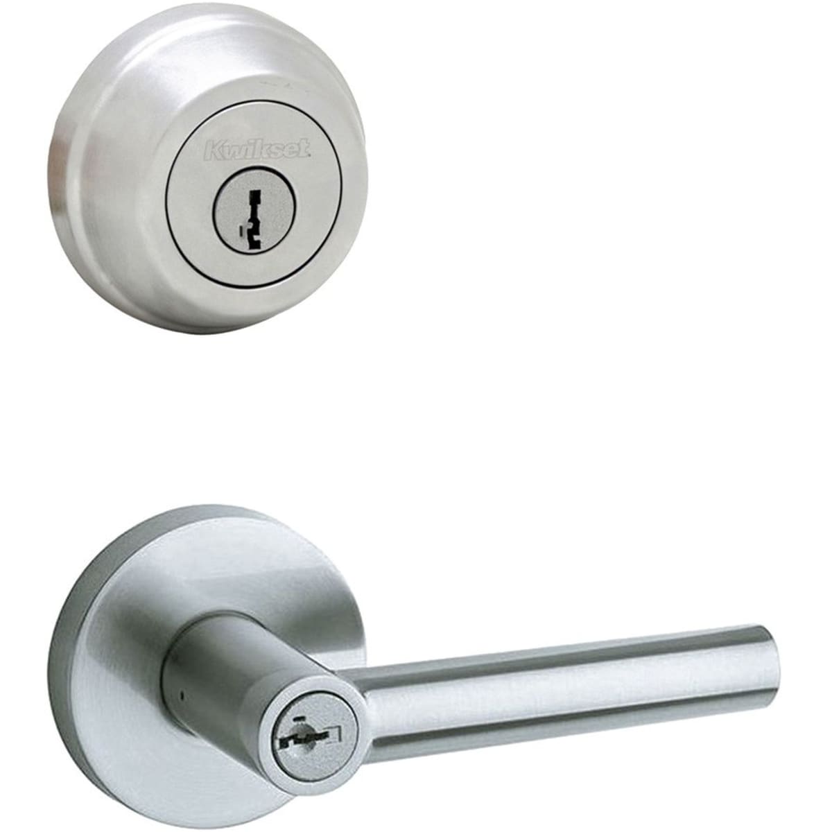 Kwikset 740MILRDT-780-26DS Satin Chrome Milan (Round Rosette) Lever and 780  Deadbolt Combo Pack with SmartKey